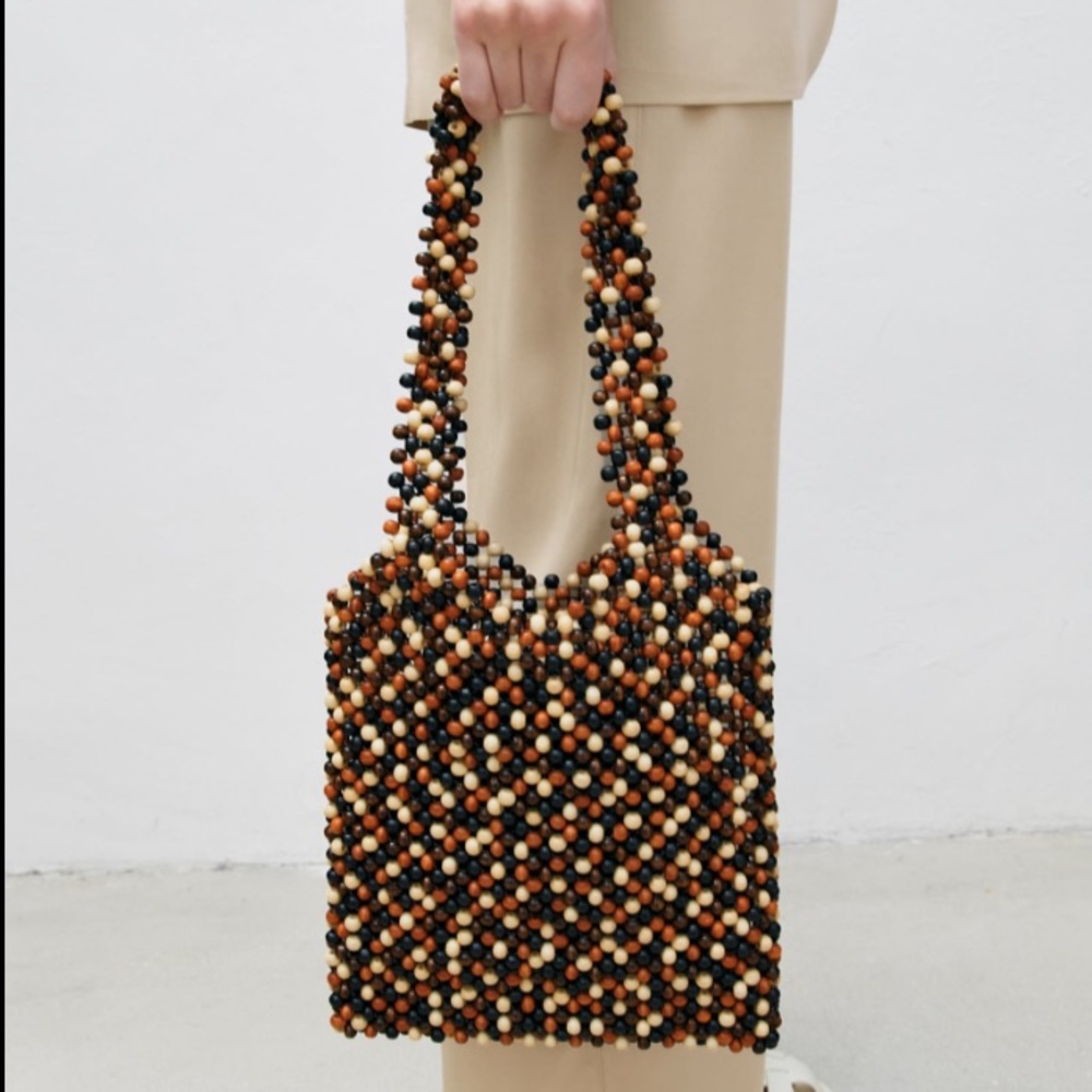 Zara Wooded Bead Bucket Bag 🪵